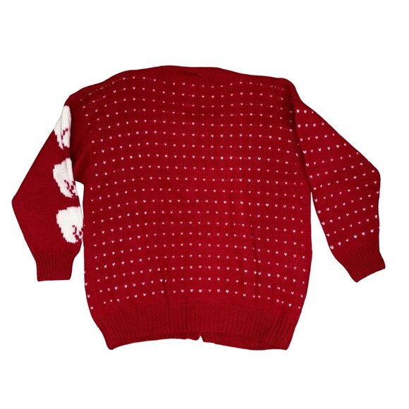 Vintage ANDINA Red Sheepswool Hand made in Peru Capybara Cardigan Women's Size M - Picture 3 of 11